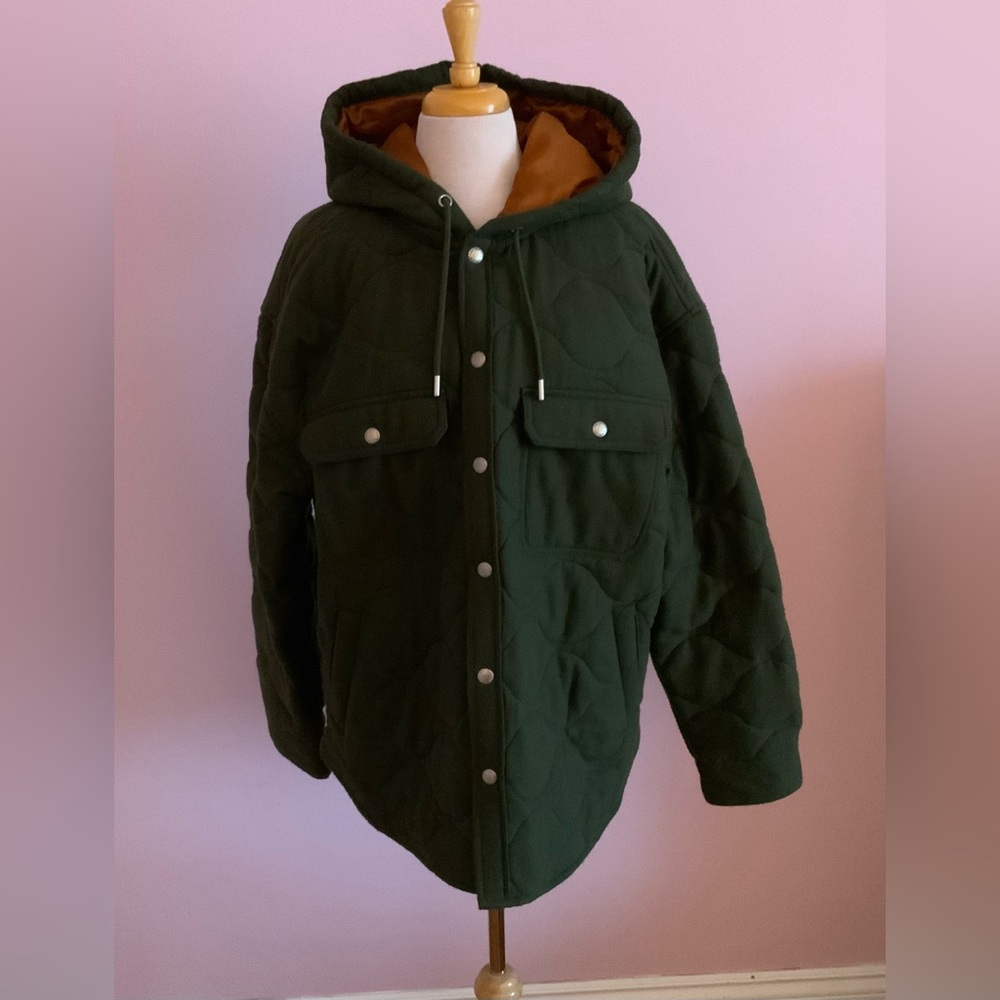 BDG Green Quilted Jacket - Picture 2 of 8